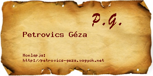 Petrovics Géza névjegykártya